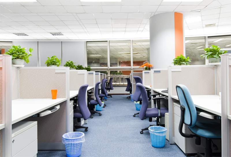 Frustrated office manager dealing with cleaning issues